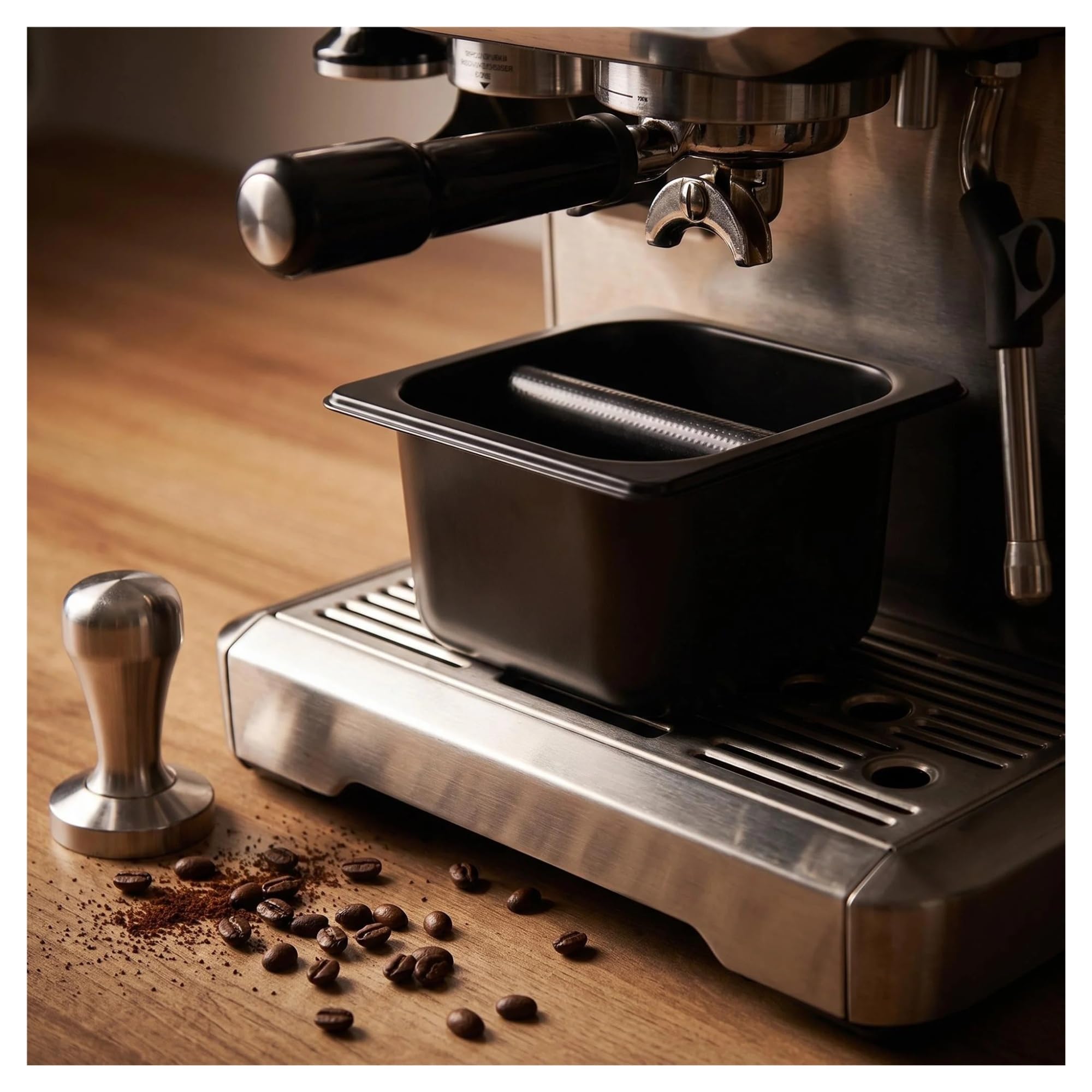 Tiroir À Café Knock Box, Compatible for Ninja, Acier Inoxydable | Noir, grande capacité, acier inoxydable 304, 1,5/2,2/5,3 ml, café(M)