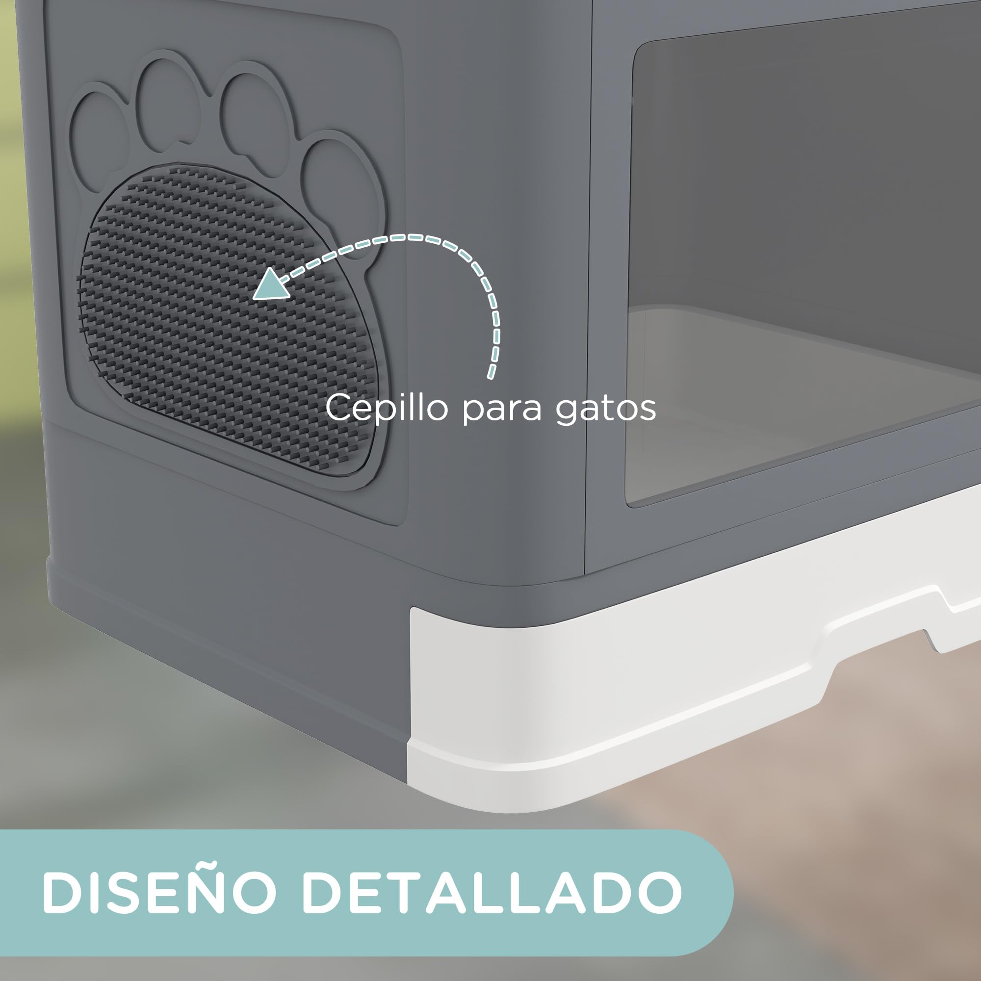 PawHut Arenero para Gatos Cubierto 48,5x38x36,5 cm Gris