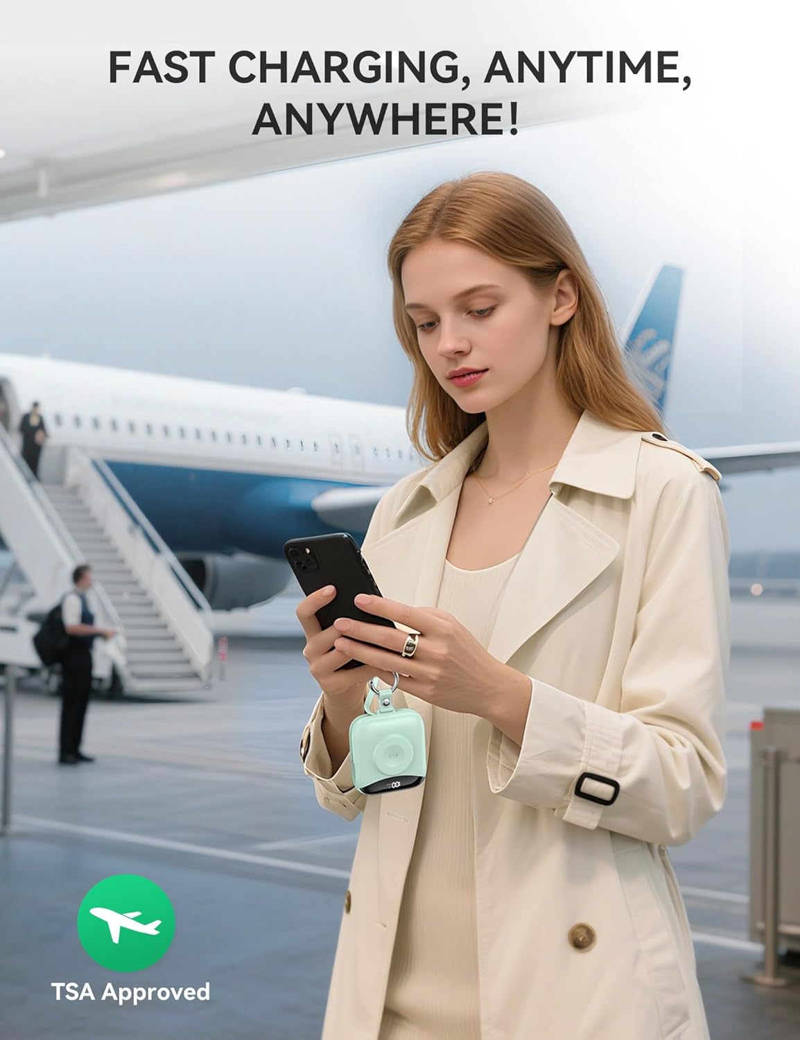 Portable Charger, 10000mAh 22.5W Fast Charging Power Bank with Built-in Cables, Travel Essentials Battery Pack with LED Display for iPhone, Portable iWatch Charger for 11/10/9/8/7/6/5/4/SE/Ultra Green - Image 8