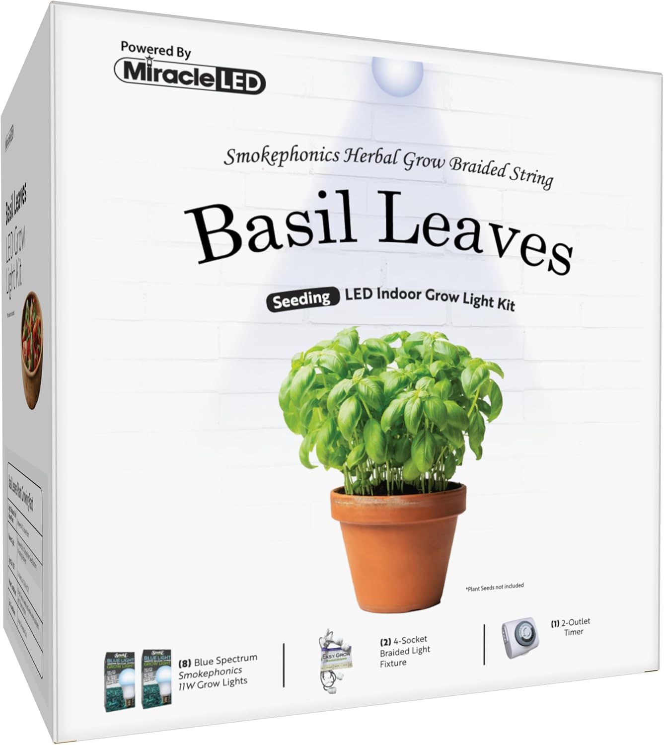 Miracle LED SmokePhonics Basil Starter, Braided 4-Socket Grow Light Kit Blue Spectrum (2-Pack)