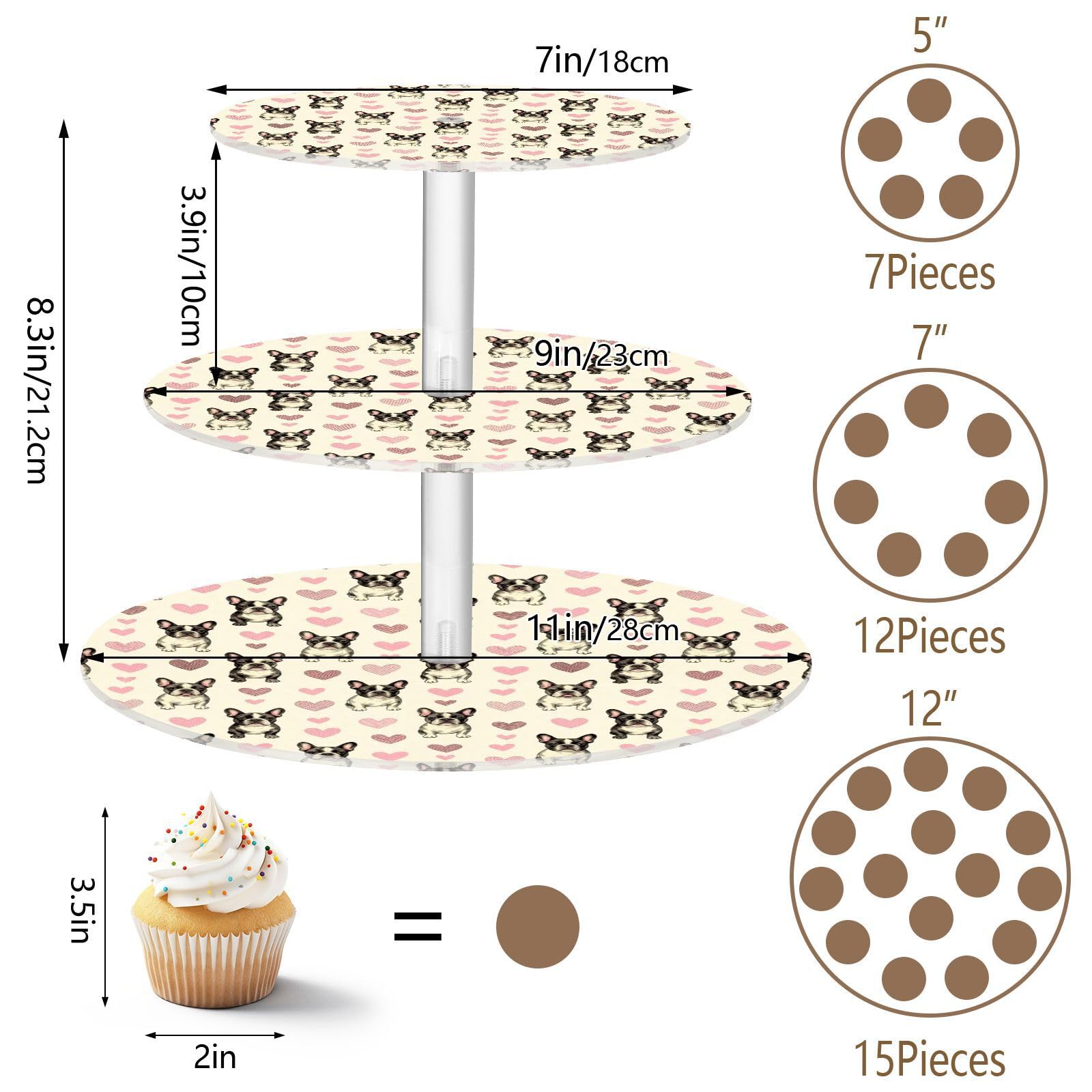 FRODOTGV Soporte de postre acrílico de 3 niveles para mesa de buffet