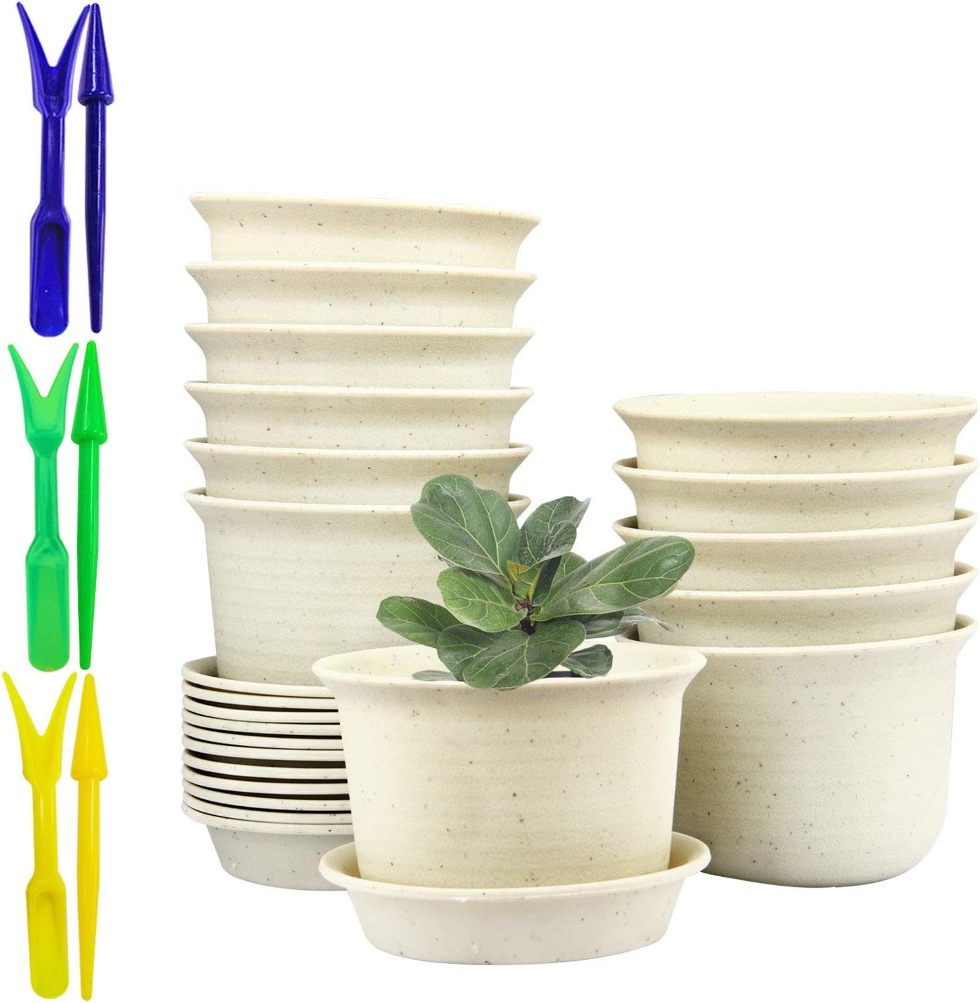 Flower Pots,Pots with Drainage Hole,Plastic Flower Pots with Pallet (3.5inch)