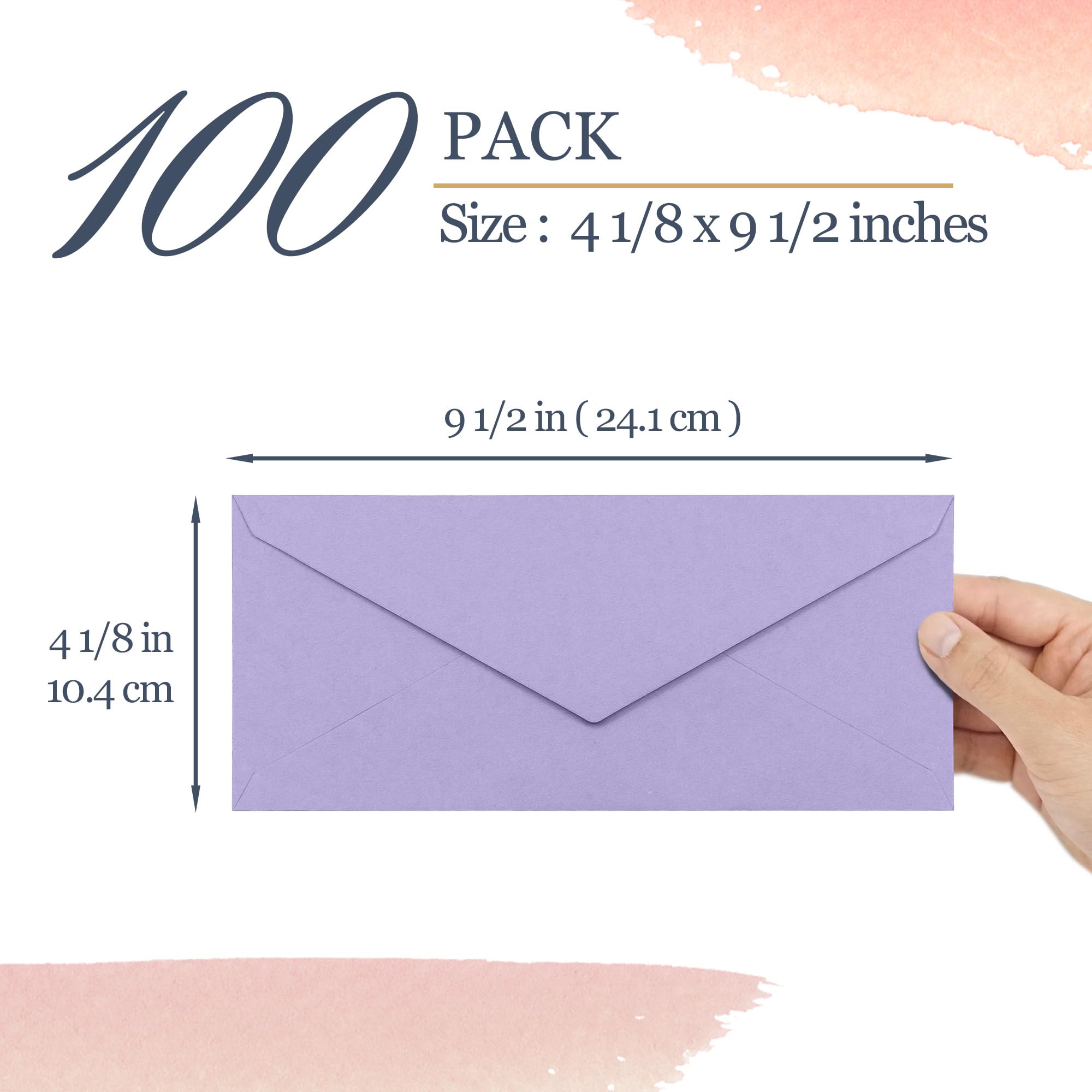 Lot de 100 enveloppes professionnelles #10, 11,4 x 24,9 cm, 10 couleurs pastel