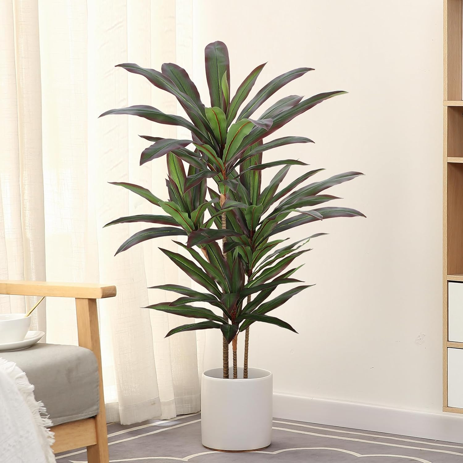 Dracaena Artificial Plant 4ft Red Yucca Silk Tree Faux Plants Indoor Tall Fake House Floor Plants Realistic Artificial Trees for Home Office Decor Indoor Outdoor Housewarming Gift - Image 8