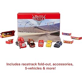 Mattel Disney and Pixar Cars Vehicle Set of 4 Collectible Character Toy Cars & 1 Mack Truck Inspired by the Florida 500 Piston Cup Race