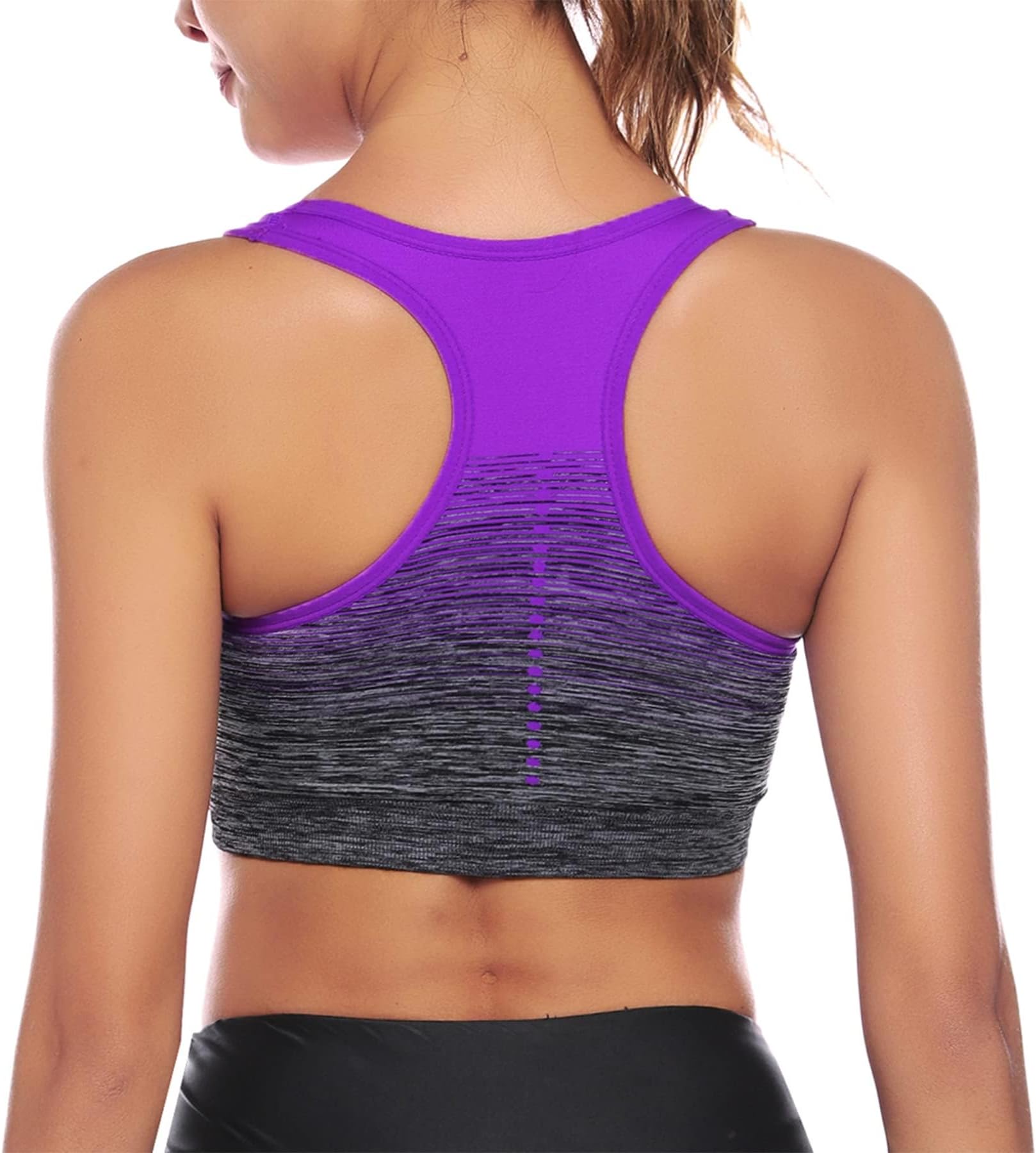 SykooriaWomen's Sports Bra Mid Support Wirefree Racerback Workout Bra Removable Padding Yoga Gym Running Crop Top
