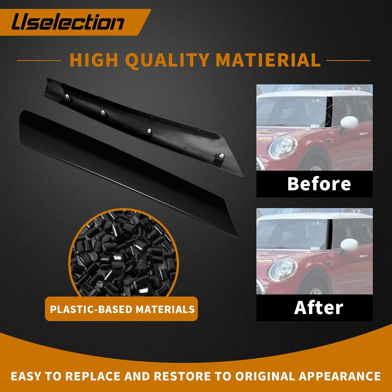 Windshield A Pillar Trim Molding(Front Left Driver Side) Compatible with 2001-2008 Mini Cooper R50 R52 R53 Replaces for 51137128157 Window Accessories (51137128157&51137128158)