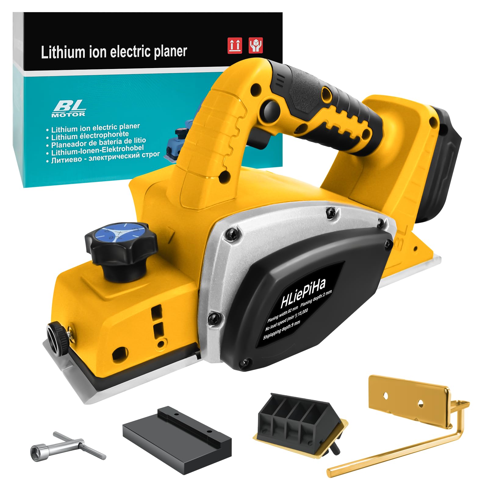 Cordless Handheld Planer for Dewalt 20v Battery, 15000 RPM Power Wood Planer, 3-1/4 Inch Brushless Power Planer for Woodworking, Carpenter Home DIY(No