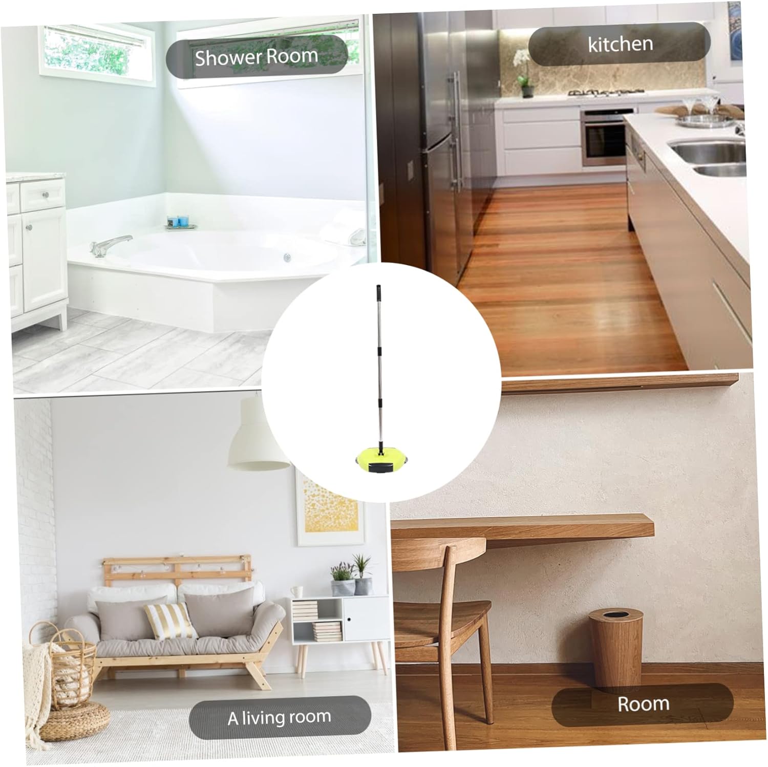 Multi Function Push Sweeper Broom with Dustpan and Trash Bin 360° Rotating Handheld Floor for Home Kitchen and Office Random Color