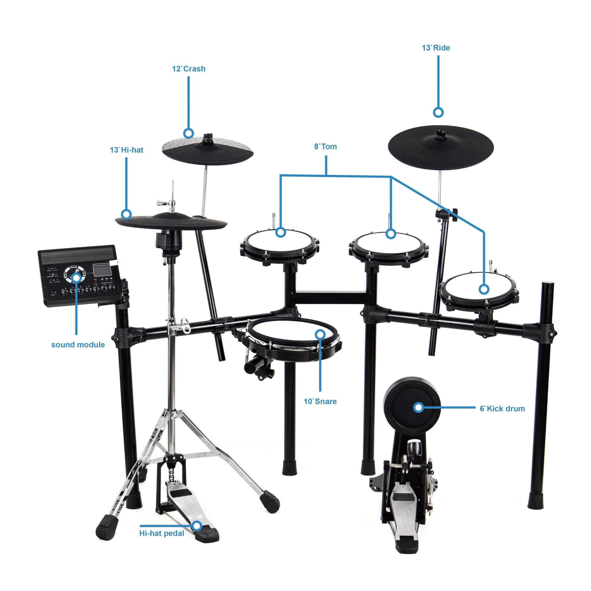 Set Di Batteria Elettronica Professionale Full-mesh Da 8 Pezzi Principianti batteria elettronica