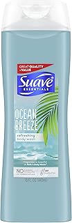 Suave Essentials Body Wash For Hydrated, Smooth Skin Ocean Breeze with Sea Algae Extract and Vitamin E 15 oz
