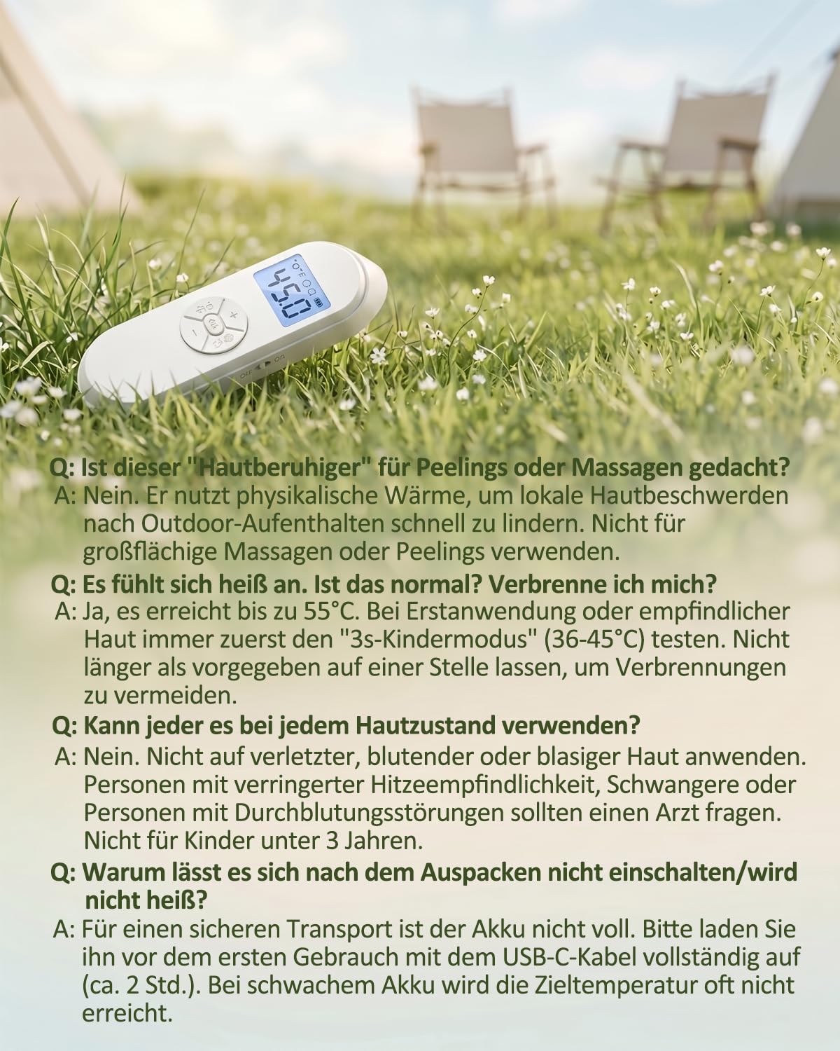 Aokitec Elektronischer Mückenstichheiler gegen Juckreiz & Schwellungen, Chemiefrei für Kinder & Erwachsene, Präzise LCD-Temperaturregelung, USB-C Aufladbar, Kompakter Stichheiler für Camping & Urlaub