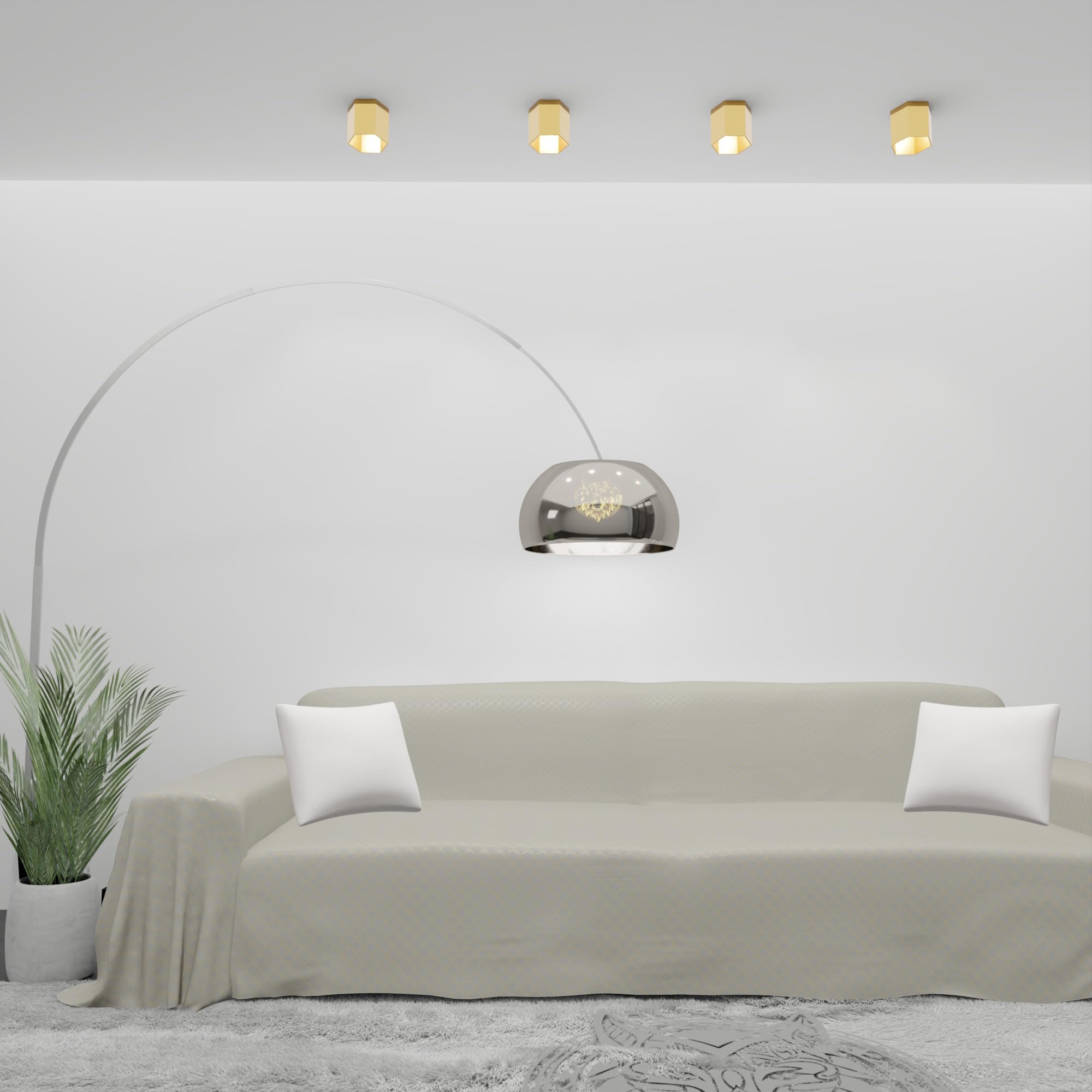 Byour3 - Sofabezug 3 4 5 Sitzer Gemischte Baumwolle Sofaüberwurf Rechteckiger Schutzstoff Auch Für Ecksofa L U Form Mit Ohne Chaise Longue Universell Waschbar (Rauten Elfenbein, 3 Sitzer)