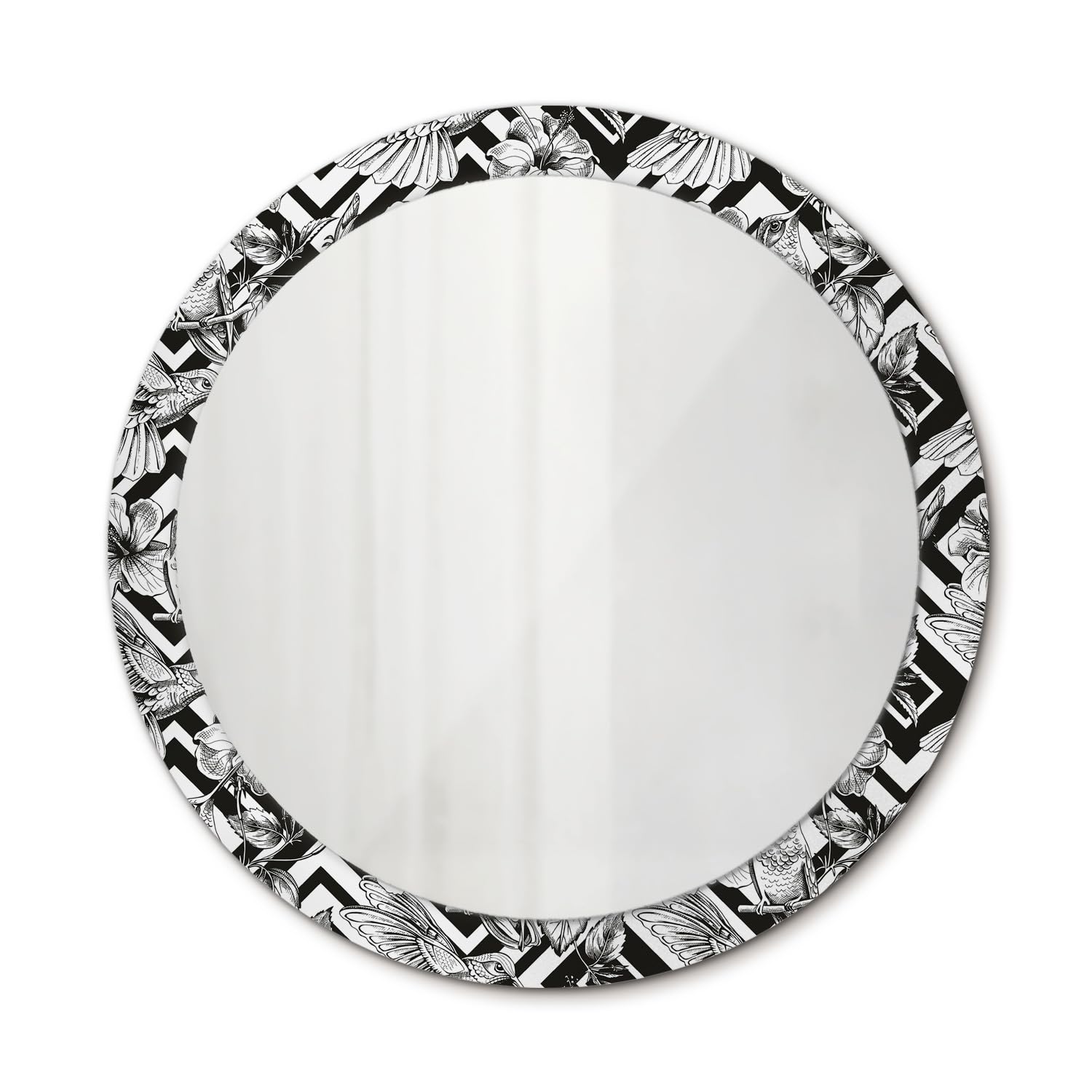 Miroir chambre à coucher rond 90 cm imprimé minimaliste zen