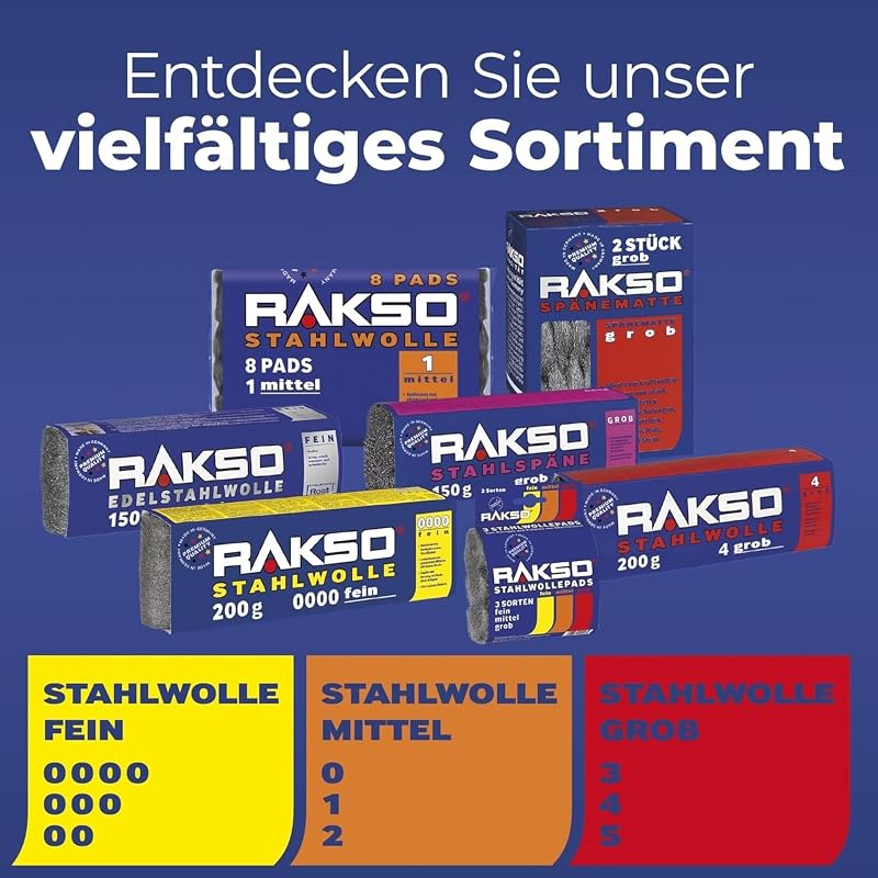 RAKSO Acélgyapot Extra Finom 0000 200g Polírozáshoz Réz Sárgaréz Üveg Tisztításához