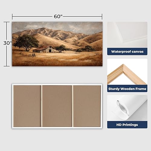 Miniatura 5 de 30"x 60" Canvas Wall Art Rustic Farmhouse Vintage Barn Country Field Landscape Rolling Hills Framed Pictures Painting Print Large Wall Art for