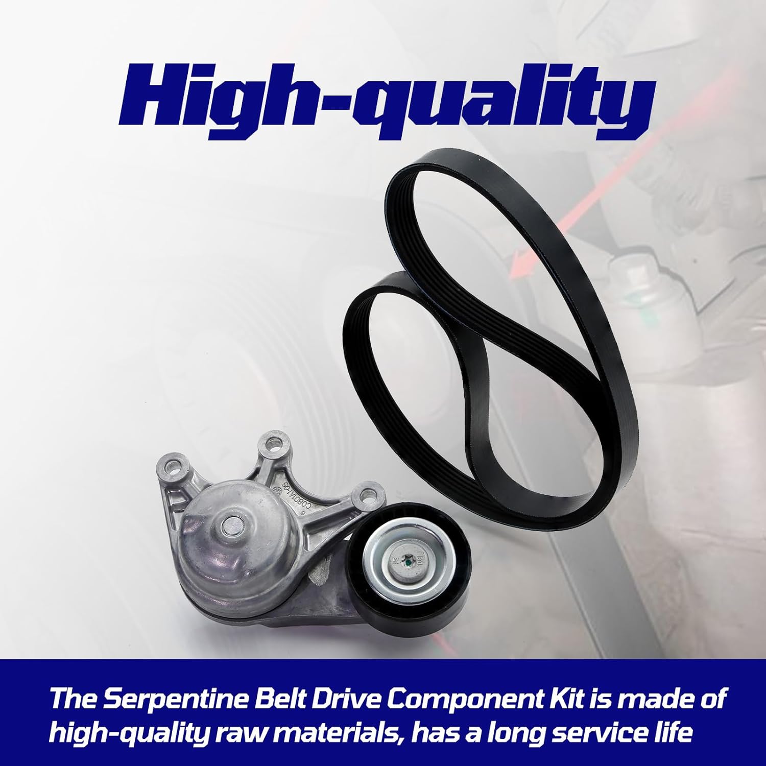 Complete Serpentine Belt Drive Component Kit - Tensioner with Pulley and Drive Belt Fit For BMW Z4 X1 X3 X4 120i 220i 228i 320i 328i 428i 528i 2.0L 1997CC 2012-2018 Replace 11287594969 90K-39191 49813