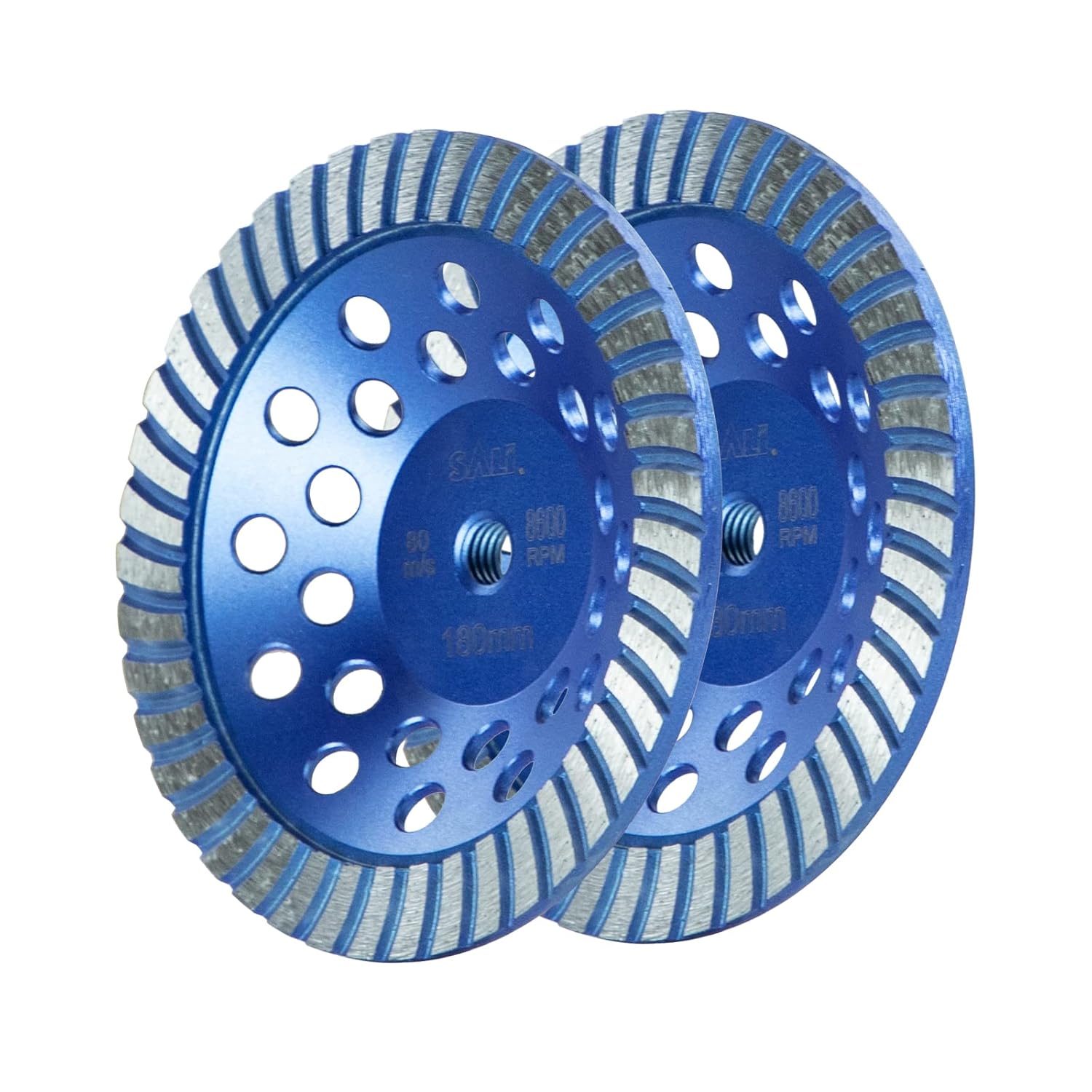 SALI 7 Inch 2pcs Concrete Grinding Wheels 43 Turbo Diamond Segments 5/8-11 Arbor Diamond Grinding Wheel Fit for Paint, Epoxy, Mastic, Coating Removal