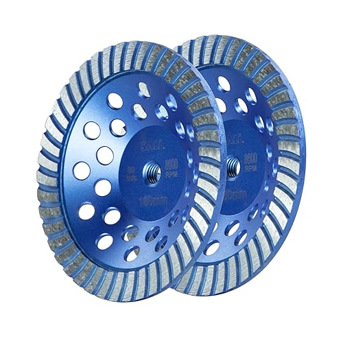 SALI 7 Pulgadas 2 piezas Ruedas de Molienda de Hormigón 43 Segmentos Turbo de Diamante 58-11 Eje Rueda de Molienda de Diamante Adecuada para