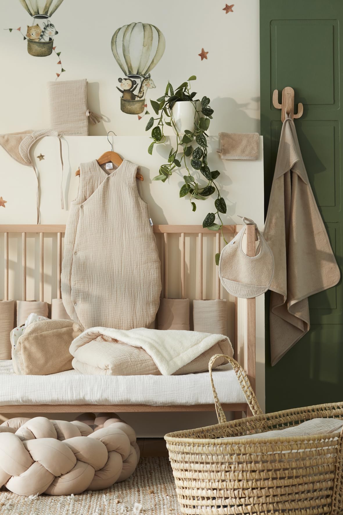 Cape De Bain Bébé + Gant - Bambou & Gaze, Couleur Mousse De Lait, 70x70 Cm - Cadeau Naissance Tendance