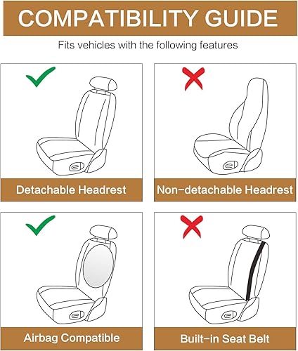 Miniatura 4 de Pariitadin Fundas impermeables para asiento de automóvil, 2 asientos delanteros, fundas de asiento de neopreno para automóviles, fundas interiores