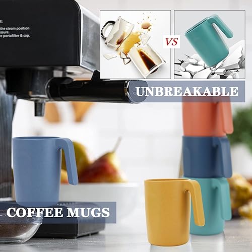 Miniatura 4 de Homienly Tazas de café de paja de trigo, alternativa a las tazas de café de plástico, juego de 6, tazas de café para acampar irrompibles, tazas de