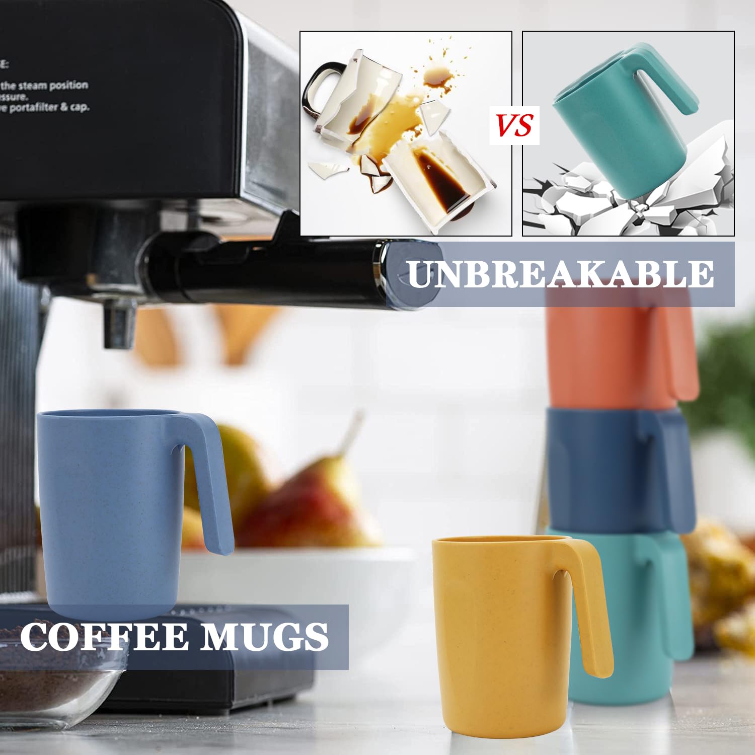 Amazon.com: Homienly Wheat Straw Coffee Mugs, Alternative to Plastic Coffee  Cups, Set of 6, Unbreakable Camping Coffee Mugs, 16 OZ Cups for Tea, Coffee,  Milk, Dishwasher and Microwave Safe Kids Mug, Multi :