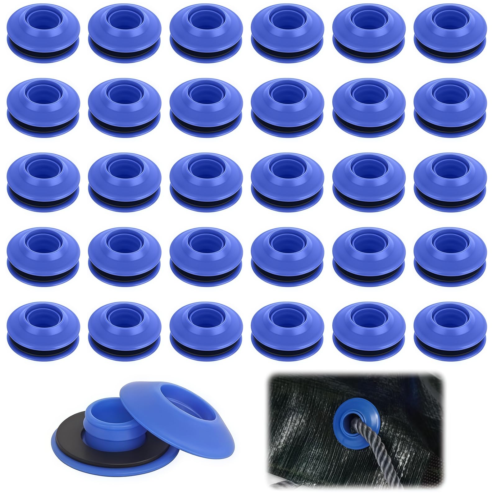 30 Pezzi occhielli per teloni Occhielli per Telone in Plastica,Occhiello per Telone Autoperforante,Occhielli in Plastica Multiuso per Tende da Piscina Teloni Tende Telo Telone,27 x 27 x 11 mm