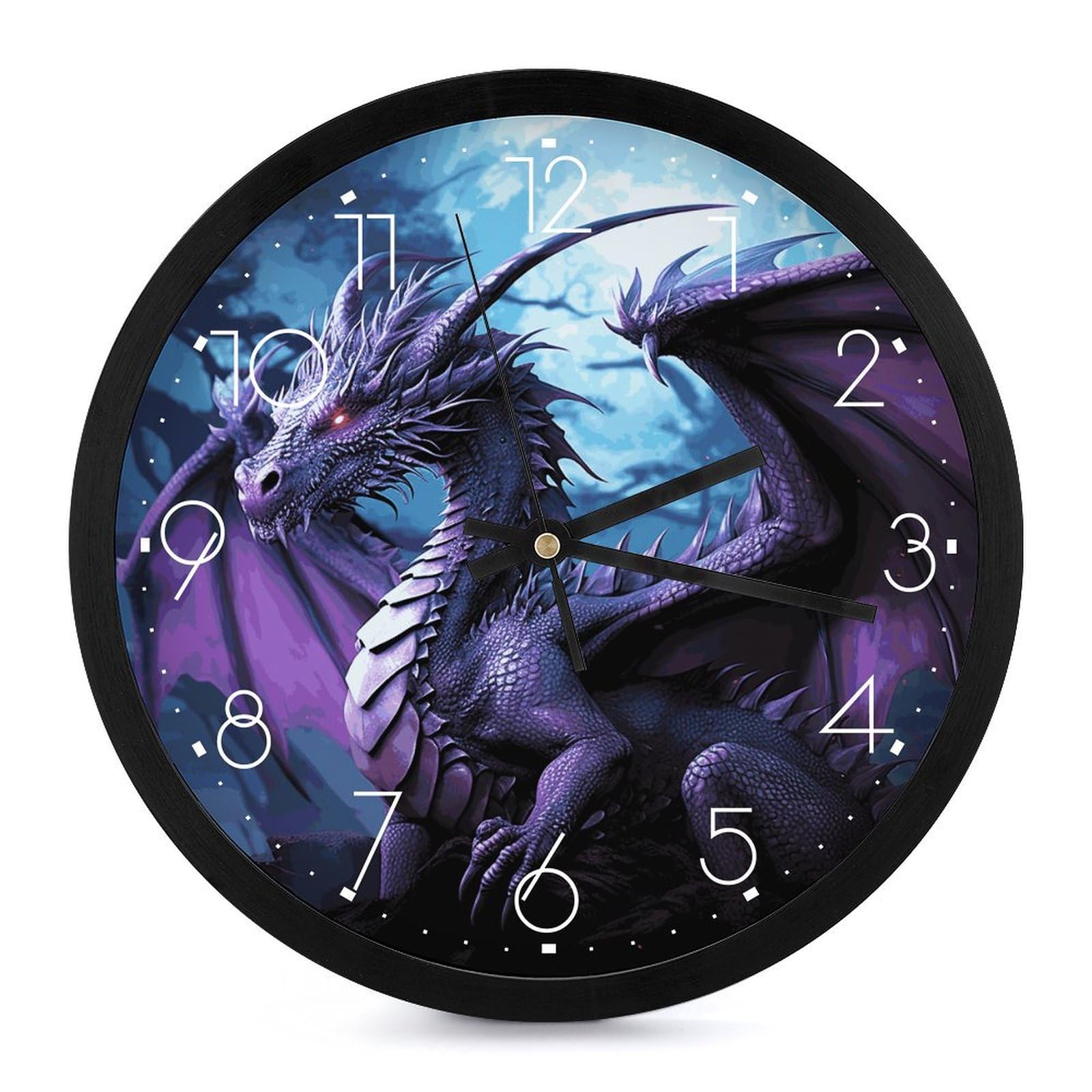 Horloge murale lune violette ronde 25,4 cm petite horloge numérique décorative de salle de bain
