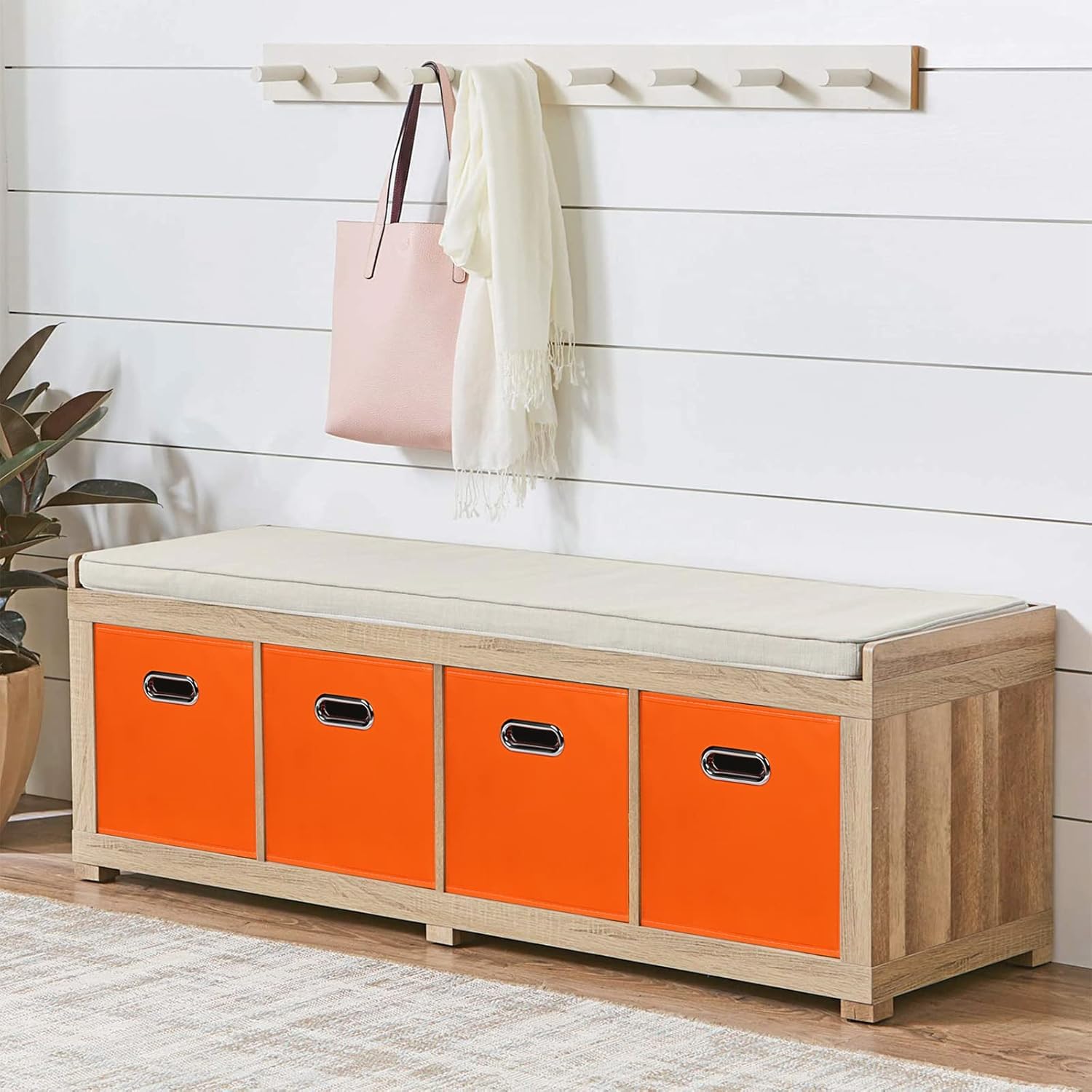 Faltbare Stoff-Aufbewahrungskörbe, Würfelboxen mit zwei Griffen für Regal und Schrank, Organizer, 28,9 x 28,9 x 28,9 cm, 6 Stück, Orange