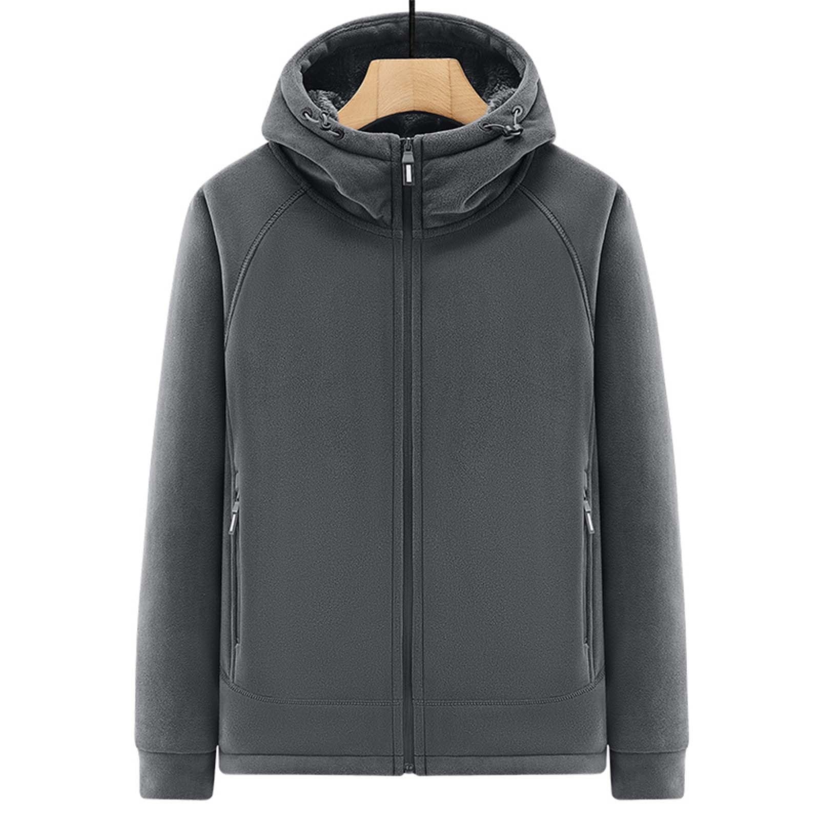 Veste à capuche pour homme - Veste polaire doublée - Veste thermique d'hiver en coton chaud - Veste d'hiver - Coupe-vent - Veste de trekking - Manteau d'hiver avec fermeture éclair et capuche