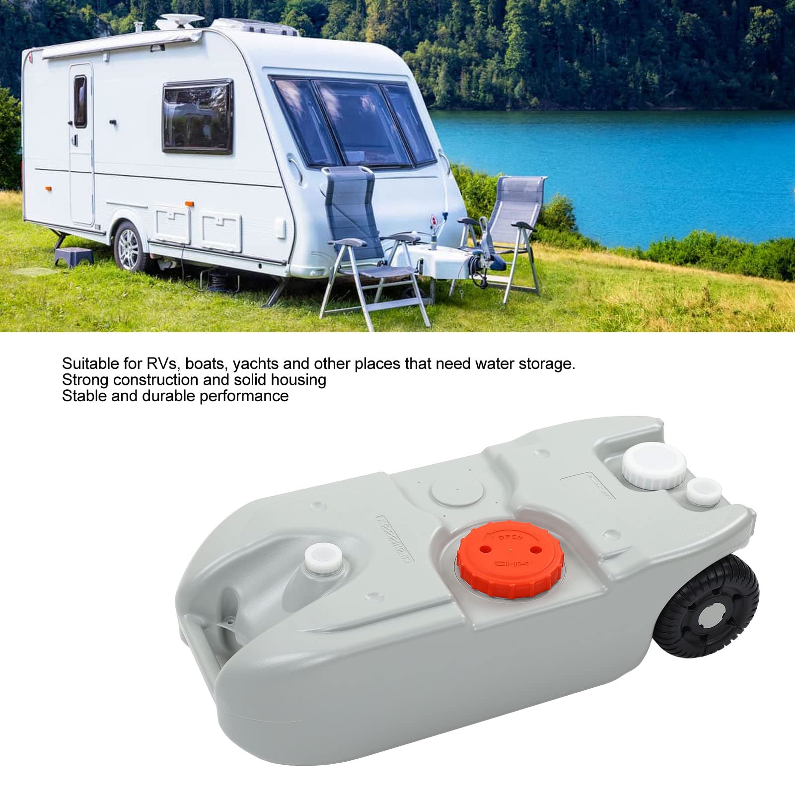 Portatile 40L/10.6-Gallon RV Grande capacità di Raccolta dei Rifiuti HDPE Serbatoio dell'Acqua Tote con Pulegge E Impugnatura per Barche RV Yacht Accessori