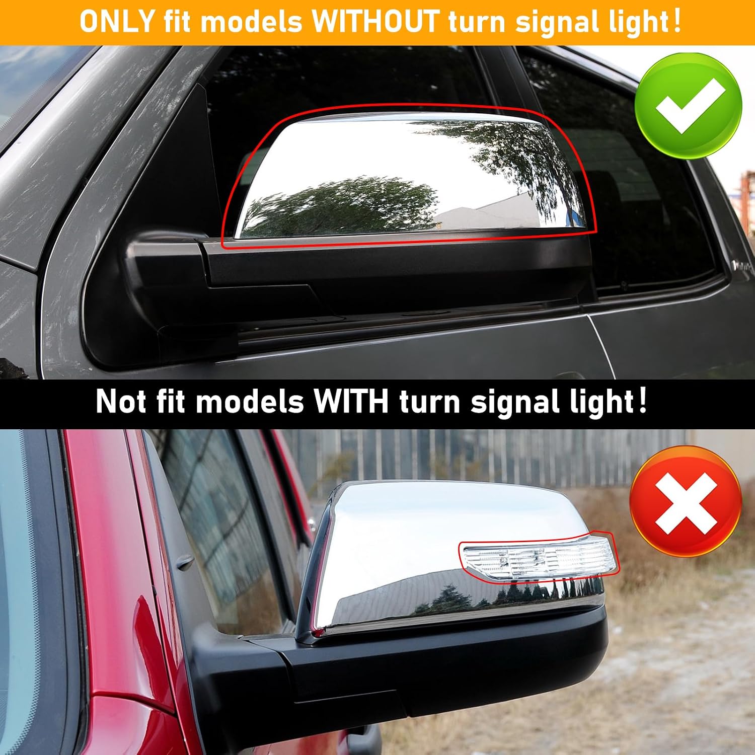 Moonlinks Compatible with Toyota Tundra 2007-2021/Sequoia 2007-2021 Mirror Cover Replacement, Chrome Left Driver & Right Passenger Side Clip-on Mirror Cap Replaces for 879150C050 879450C030, 1 Pair