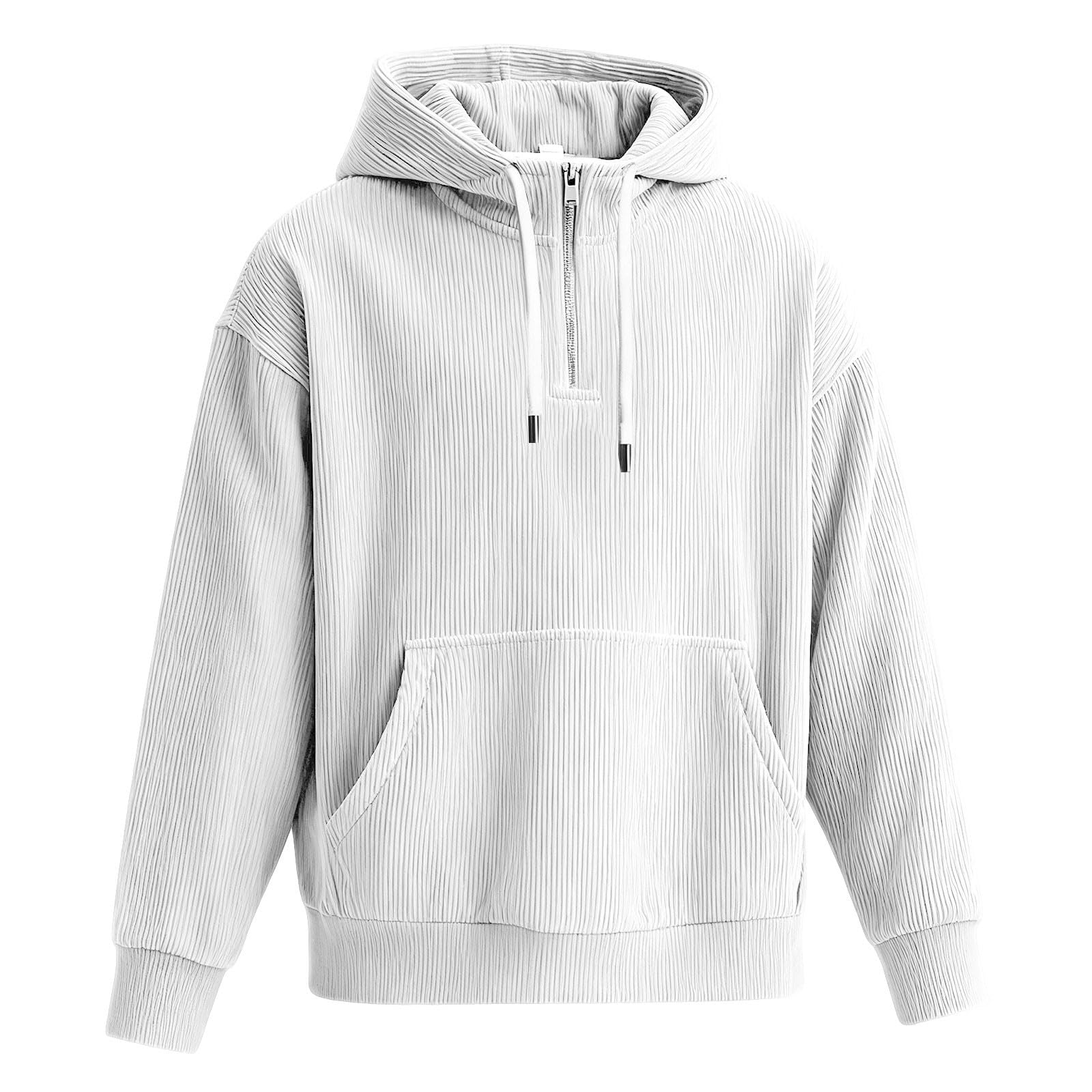 Sudaderas Hombres con Capucha Sudadera De Manga Larga Botones Y Media Cremallera para Hombre, Estilo Casual Otoño E Invierno. Hombre Negra (White, M) Impermeable Chaqueta Camisa Ropa