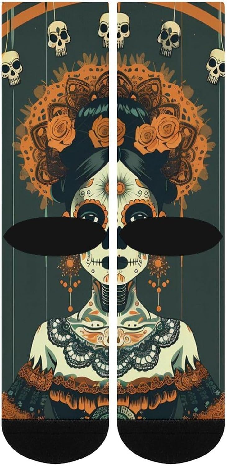 Dia De Los Muertos Marionettes Knee High Socks Athletic Long Stockings Sport Casual Crew Tube Sock Boot 40cm