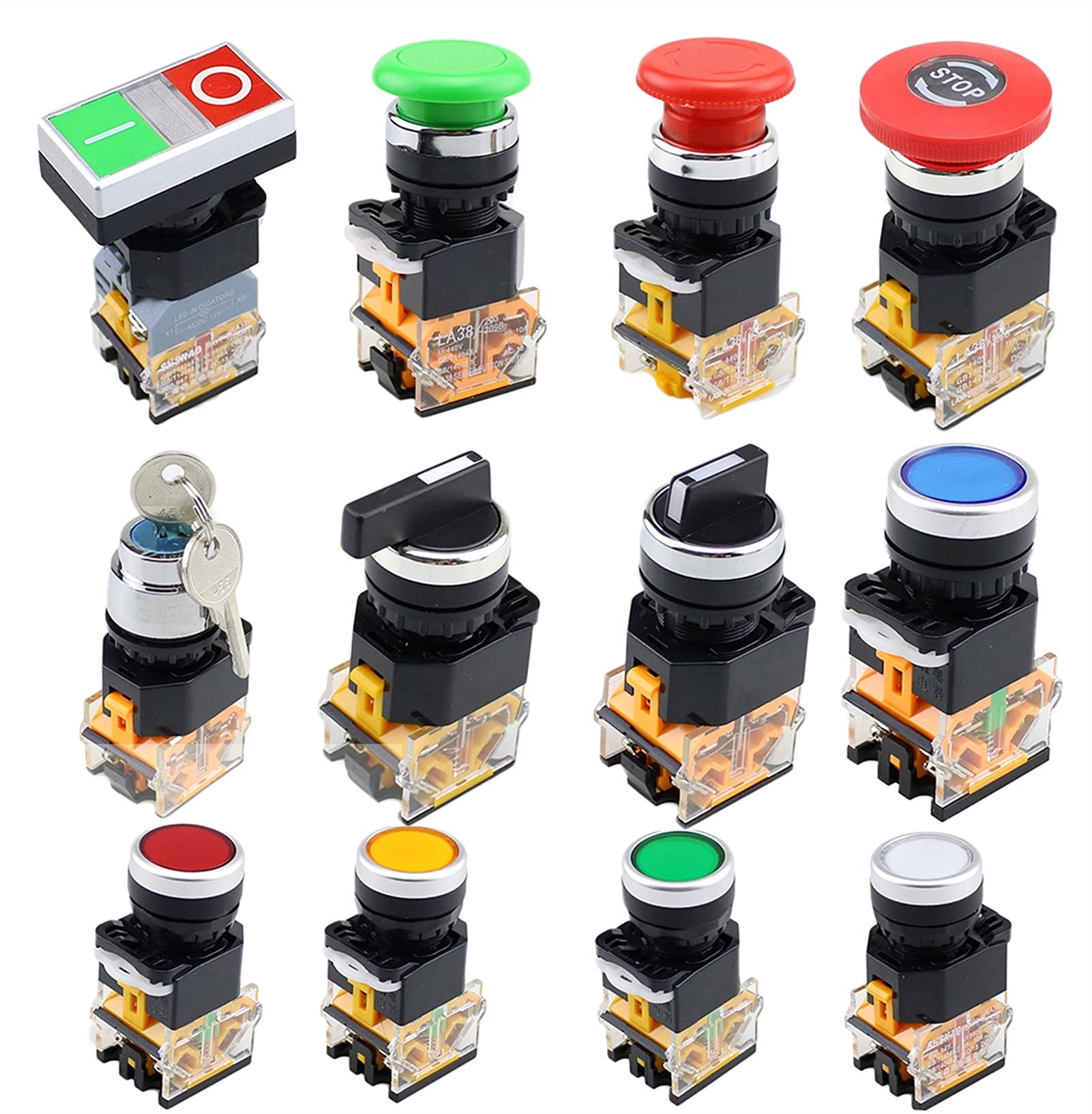 Y☆203 ぶるー uxcell a16031500ux1771 LA38-203 AC 400V 10A 2 Position ON