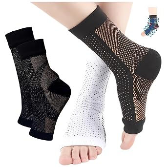 Stunor Dr.Neuropathy Socks - 2023 New Connecy Socks Dr Sock Soothers for Men & Women, Heel & Arch Support Comprex Compression Socks Ankle Sleeves, Nano Neuropathy Foot Ankle Compression Socks S/M, A