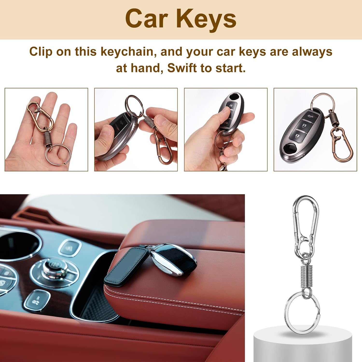 HARFINGTON Key Chains Holder Clip Metal Clasp Hook Keychain Ring Clip Zinc Alloy Key Storage for Women Home Car Men image 5