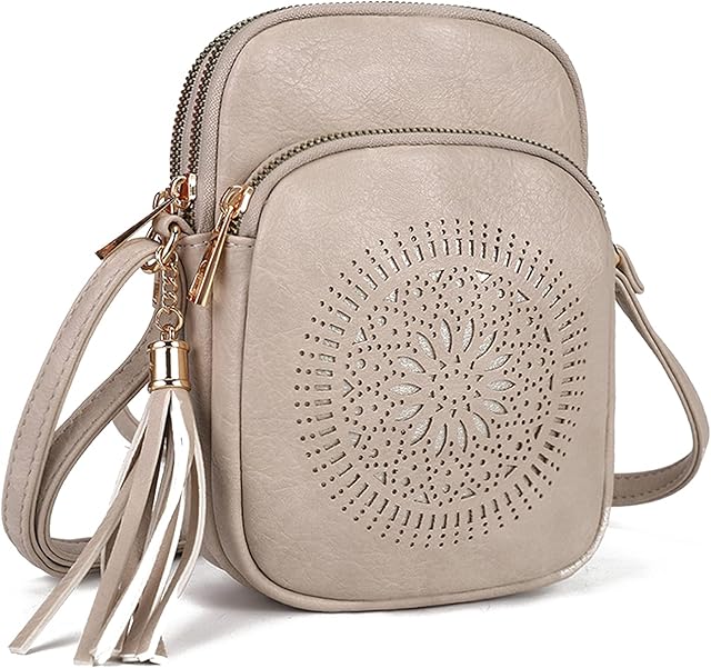 GLITZALL Cross Body Bag, Small Shoulder Bags with Multi Pocket, Tassel Satchel Purse Hollow out, Ladies Phone Bags Fashion