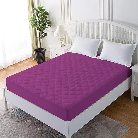 AVI Quilted Waterproof 120GSM Hollow Fiber Mattress Protector-Queen Size, 60x78 Inches, Purple
