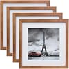 Egofine 5x7 Picture Frames Made of Solid Wood with Plexiglass, Display Pictures 3.5x5/4x6 with Mat or 5x7 Without Mat Set of 4 for Tabletop and Wall Mounting, Walnut Color