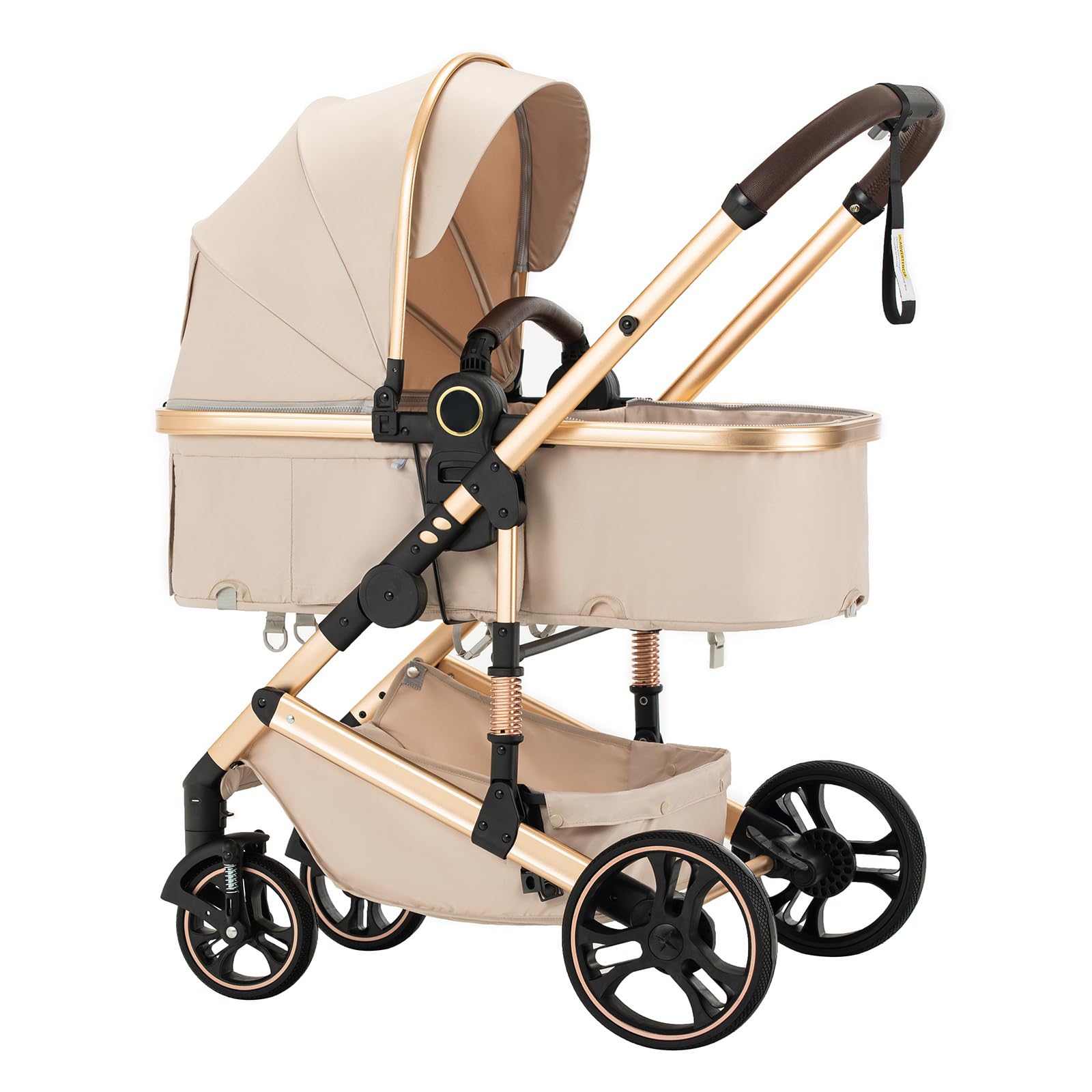 Cochecito 3 en 1 Shineey con manillar regulable en altura, sistema de viaje 3 en 1, silla de paseo ligera y plegable, cochecito con estructura de aluminio para un transporte portátil (BEIGE, H9)