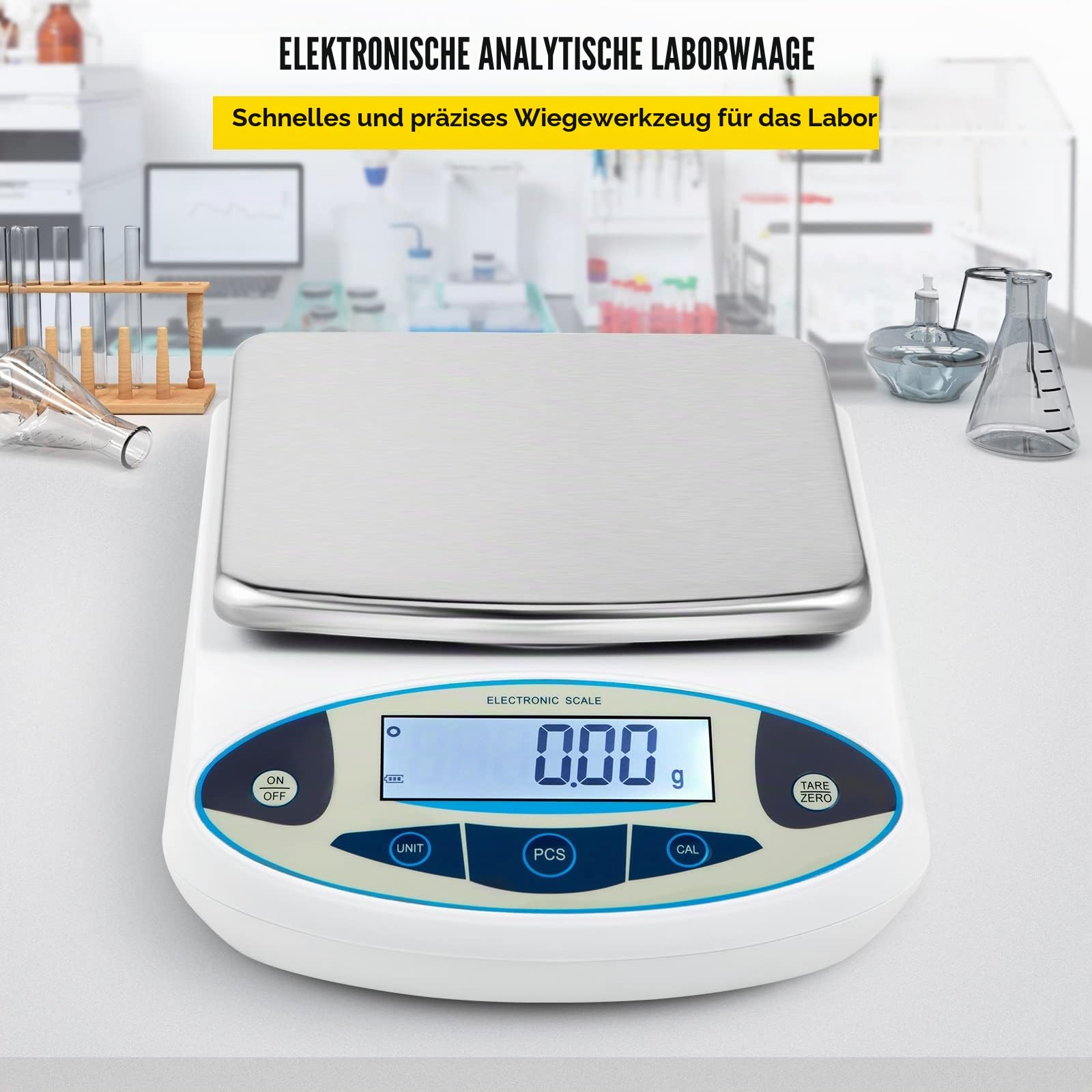 VEVOR Präzisionswaage 5000g 0.01g Hochpräzise Digitale Elektronische Waage Labor-Analysewaagen Laborwaage Schulwaage Schmuckwaage Feinwaage digital Milligramm Waage Digitalwaage Kalibriergewicht