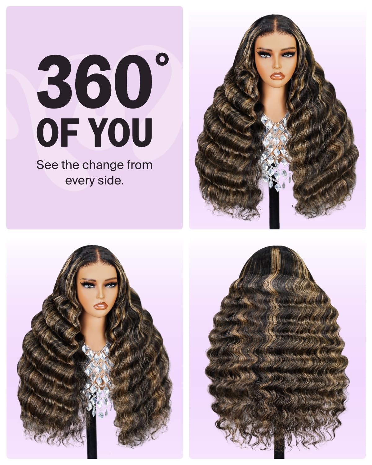 Balayage Glueless Wigs Human Hair Loose Wave Pre Cut 6x5 HD Lace Closure Wigs Human Hair Highlight Lace Front Wig Pre Plucked Bleached Glueless Wig 28 Inch 1B/27