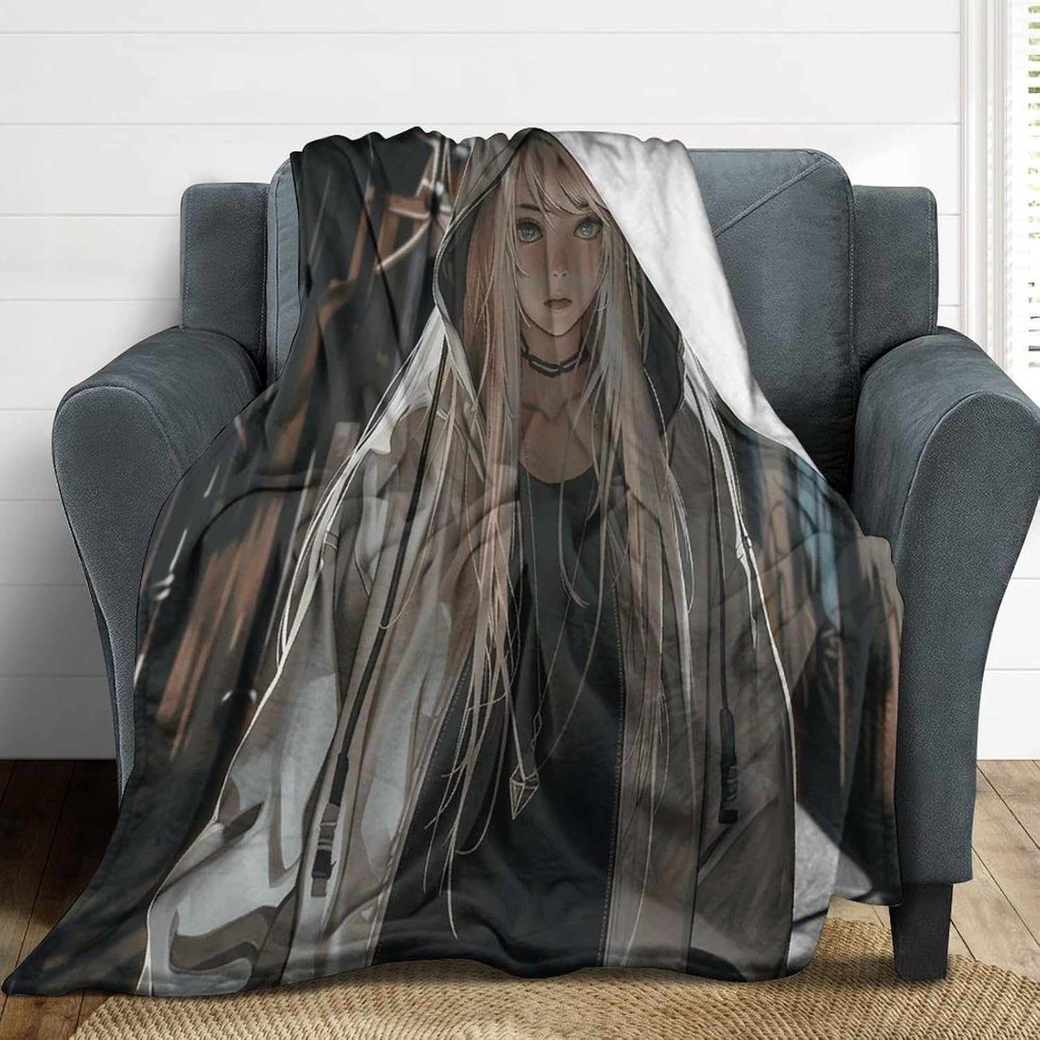 Ultra-Soft Micro Fleece Blanket Girl in Hoodie Throw Blanket Lightweight Flannel Fuzzy Blanket Soft Cozy Air Conditioning Quilt Warm Throw Blanket All Seasons for Bed Couch Living Room Sofa 60"x80"