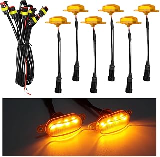 6PCS Car Grille Lights, Bright Amber LED Grill Lights with Wiring Harness, Waterproof Front Grill Trim Lamps, Vehicle Exterior Grille Lamps Compatible with F150 F250 F350 (Yellow+Yellow)