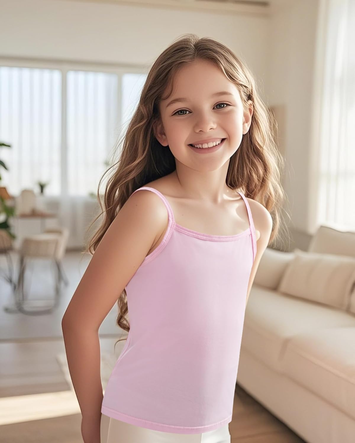 Auranso Girls Undershirts Toddler Camisole Adjustable Straps Cami Dance Tank Tops 3 Pack - Image 6