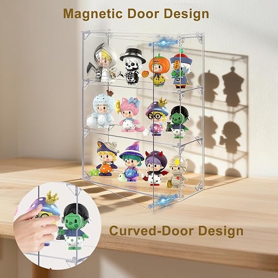Acrylic Display Case for Collectibles, 3 Layer Clear Wall Mounted or Desktop Storage Organizer for Pop Figures, Dustproof Display Cabinet Box for Mini Toys Rock Crystals