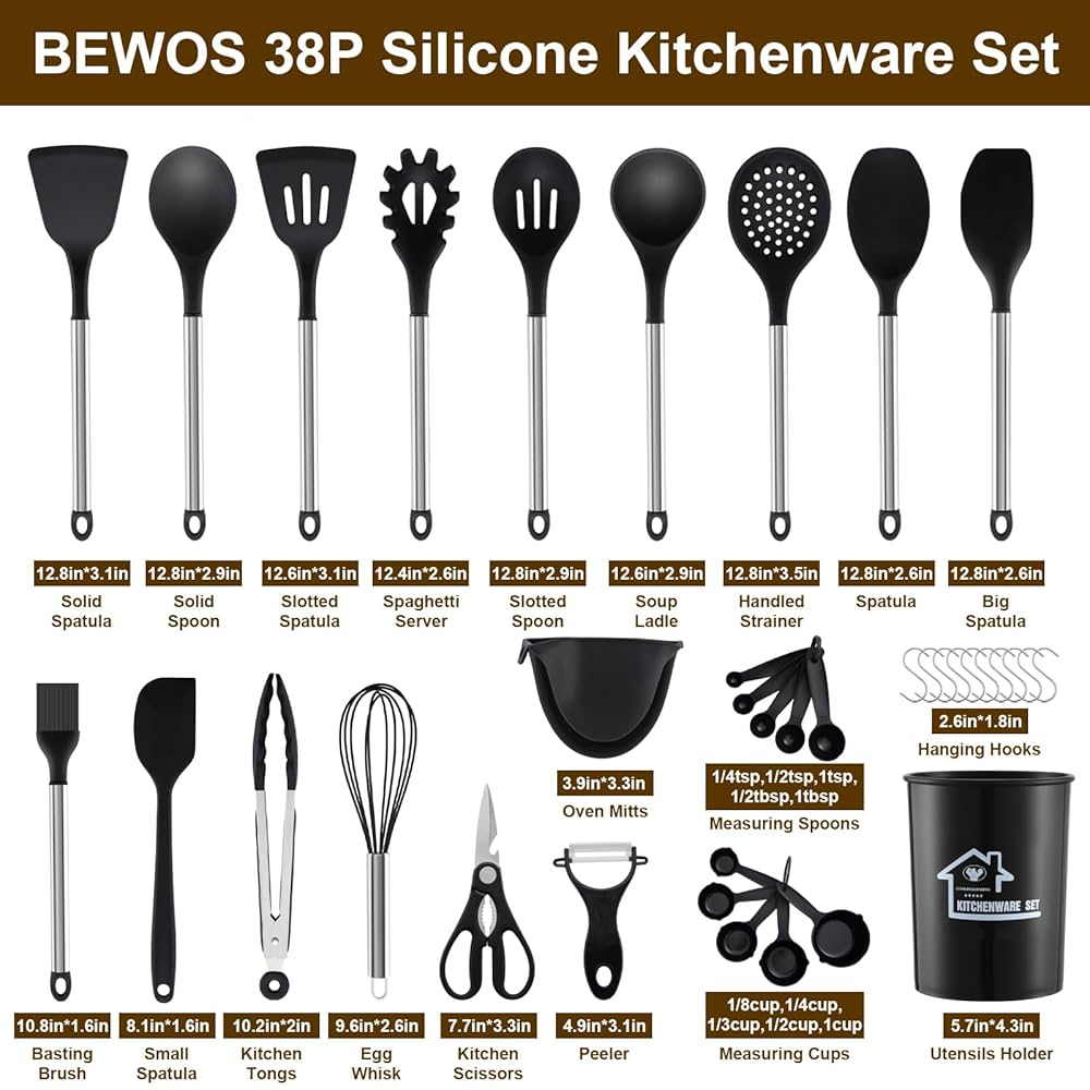 Craxter Kitchen Utensils Set - 17 Pcs Silicone Cooking Utensils Set