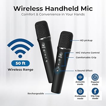 70W Voice Amplifier with 2 Wireless Handheld Microphones & Bluetooth 5.3